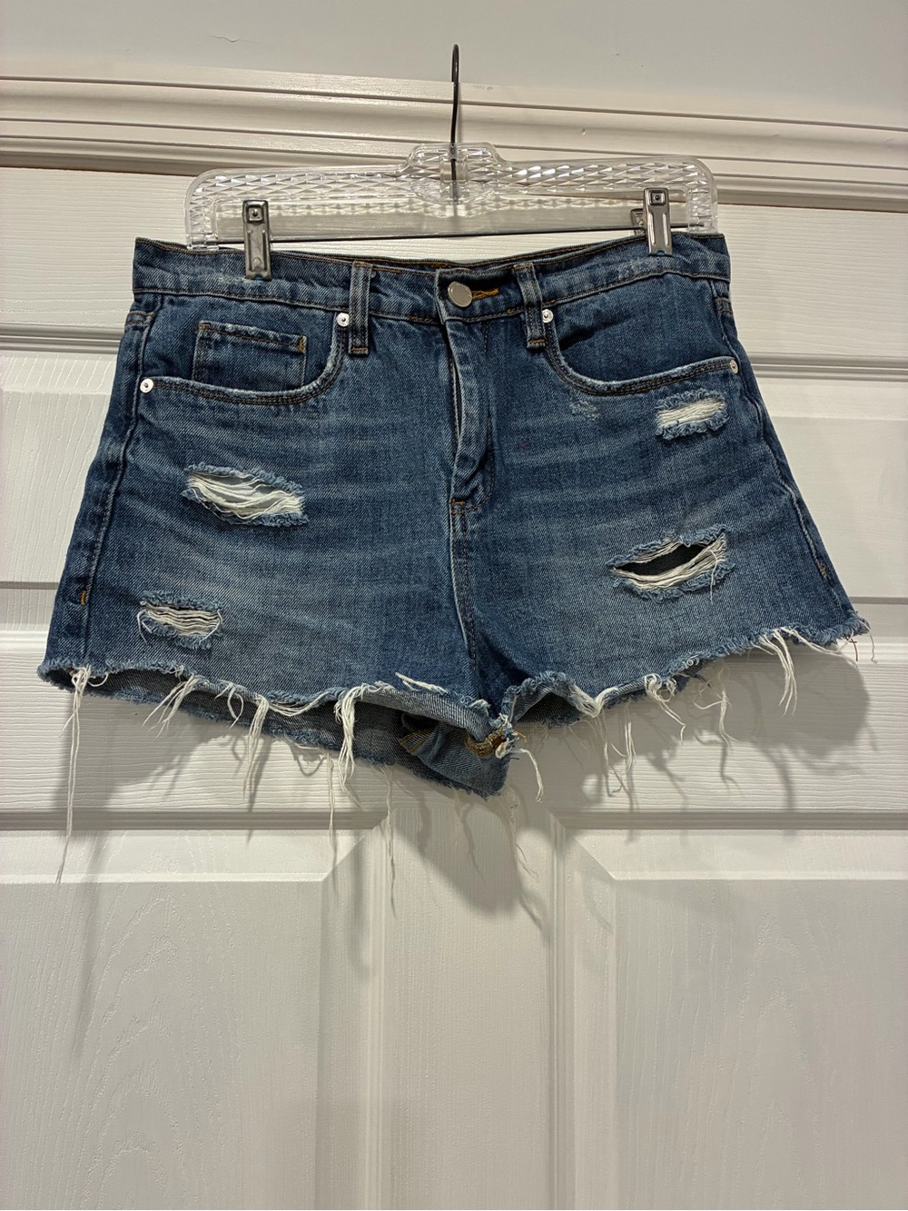 👙Distressed High-Waist Denim Shorts - Blue 👙